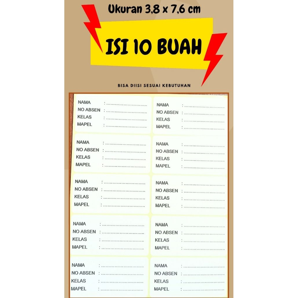 label nama sampul buku tulis (stiker nama sampul buku tulis)