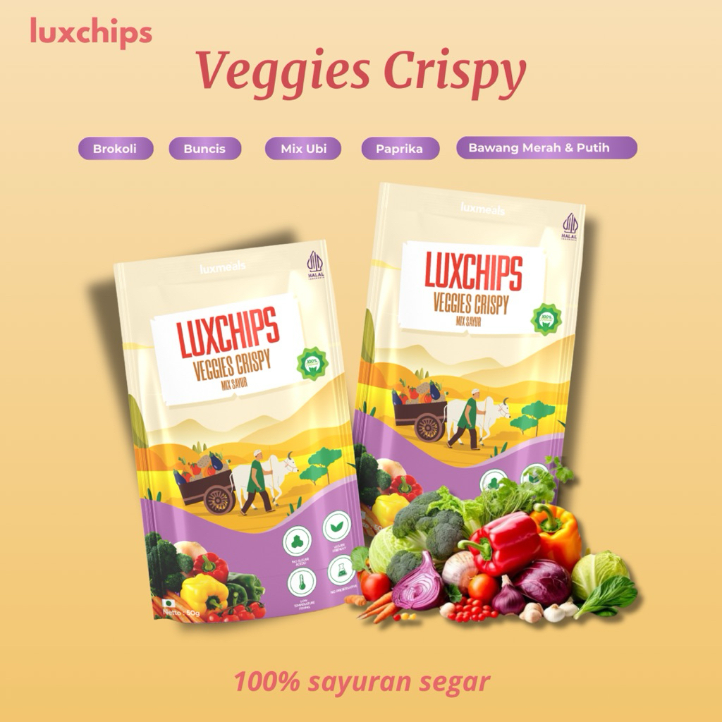 

Luxchips Veggies Crispy Cemilan Sehat Tanpa Gula Non MSG