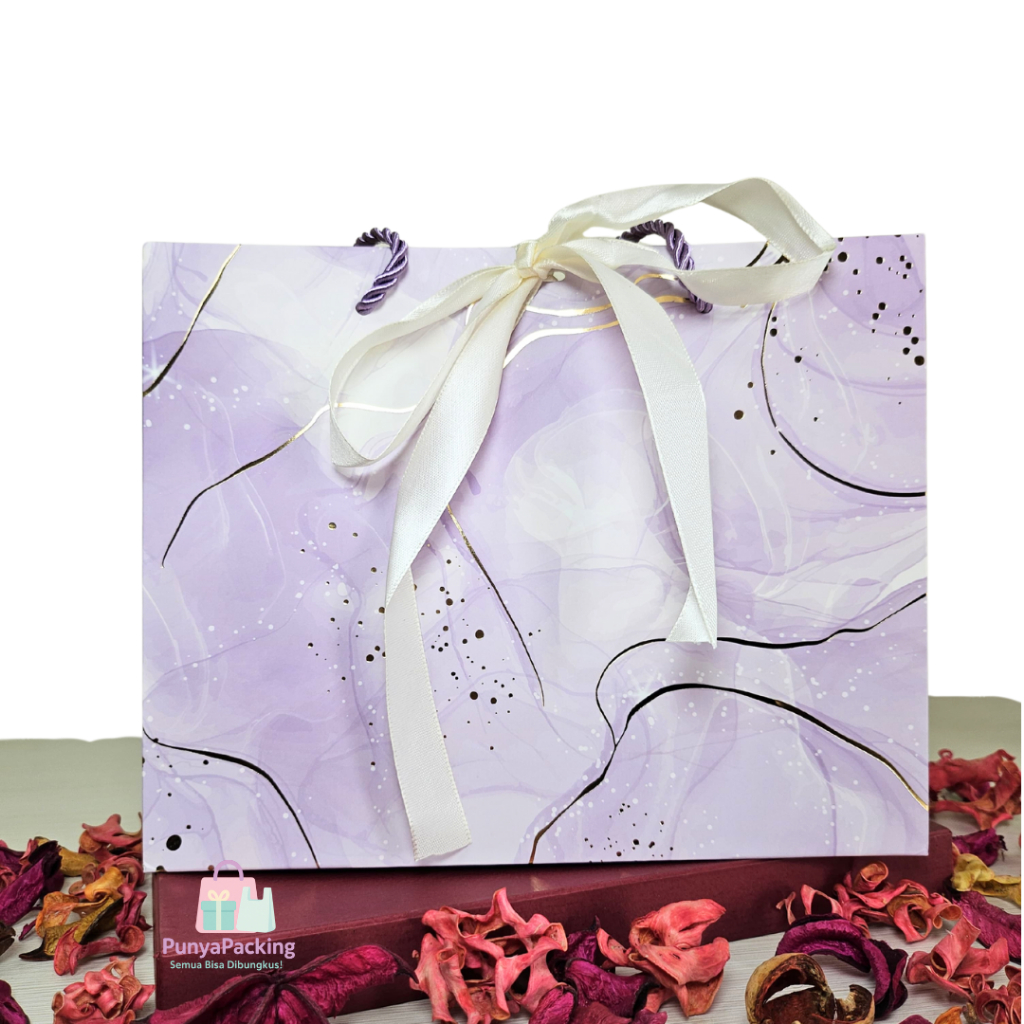 

Paper Bag/Kantong/Tas Elegan Premium Mewah Motif Marble Free Pita Untuk Hadiah/Ulang Tahun/Souvenir