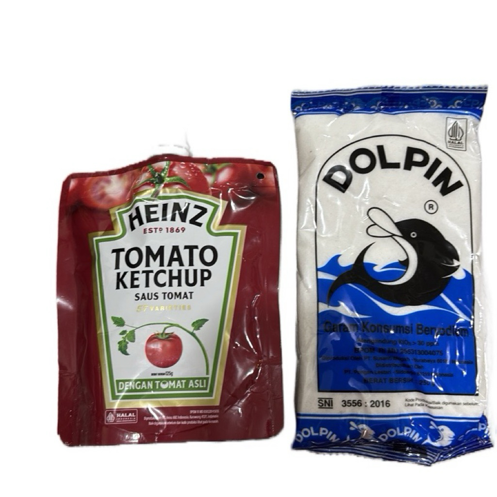 

(C2) Combo Hemat 1pcs Garam Dolpin 250g & 1bks Heinz Tomato Ketchup saus tomat 125g