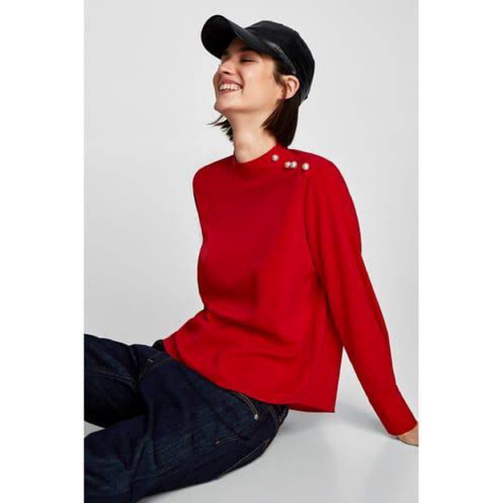 preloved zara red blouse