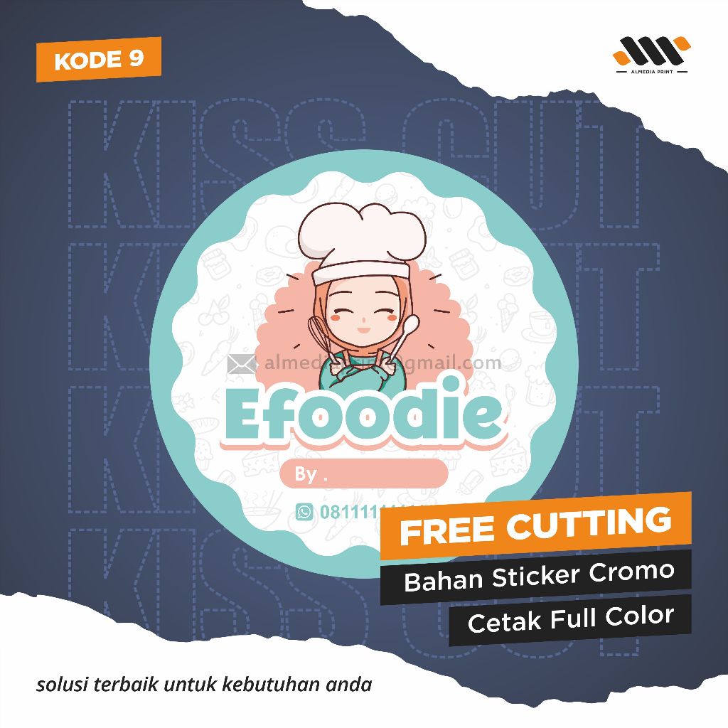 

(Isi 45-150 PCS) Cetak Stiker Cromo Vinyl Produk Kemasan Label Stiker Makanan Minuman (Free Cutting)