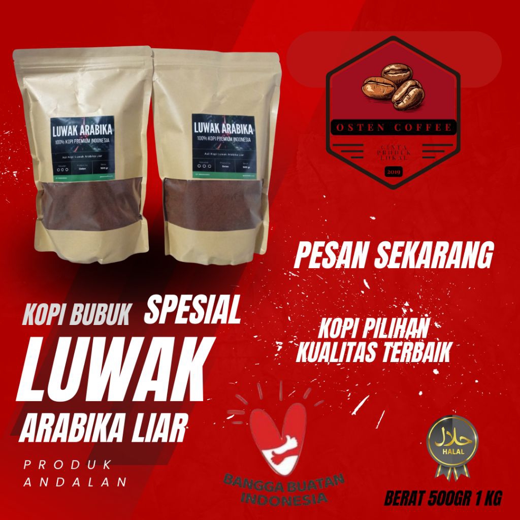 

KOPI BUBUK LUWAK ARABIKA SPESIAL SANGRAI ROASTBEAN 500 GR 1 KG