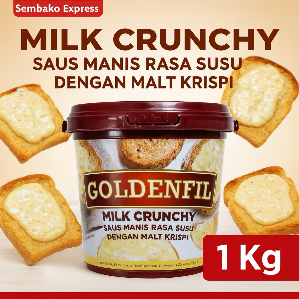 

Goldenfil Milk Crunchy 1 Kg – Saus Manis Rasa Susu dengan Malt Krispi