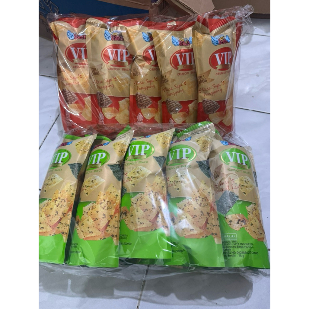 

VIP Chips 28Gram Crunchy Snack Rumput Laut Sapi Panggang Makanan Ringan Ciki