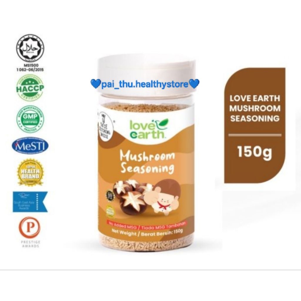 

Love Earth Mushroom Seasoning HALAL -Love Earth penyedap rasa JAMUR HALAL non MSG @150gr/botol