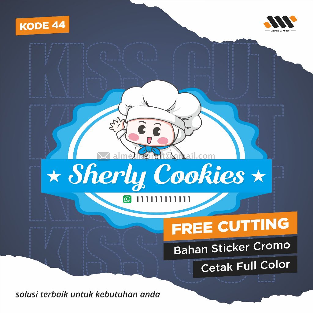 

(Isi 63-180 PCS) Cetak Stiker Cromo Vinyl Produk Kemasan Label Stiker Makanan Minuman (Free Cutting)