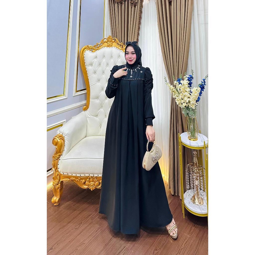 Faaz_Fashion.id Gamis Asyifa Payet Permata Simple Mewan Elegant Terbaru