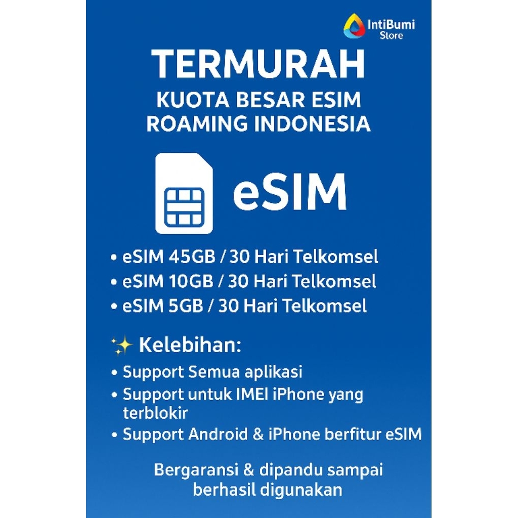 eSIM Roaming TERMURAH KUOTA BESAR TELKOMSEL BERGARANSI