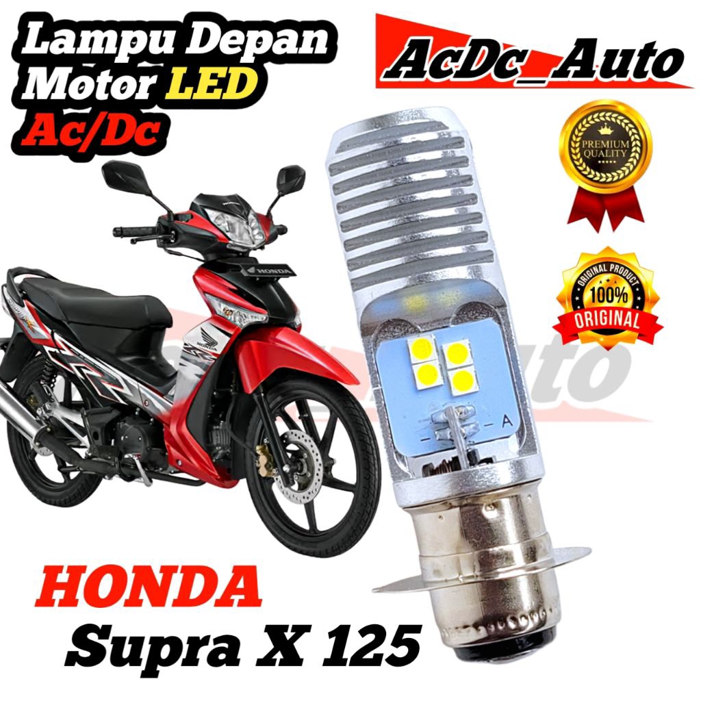 Lampu Depan Motor Honda Supra X 125 LED Putih Ac/Dc Pengganti Dop/Bohlam Standart WrT19