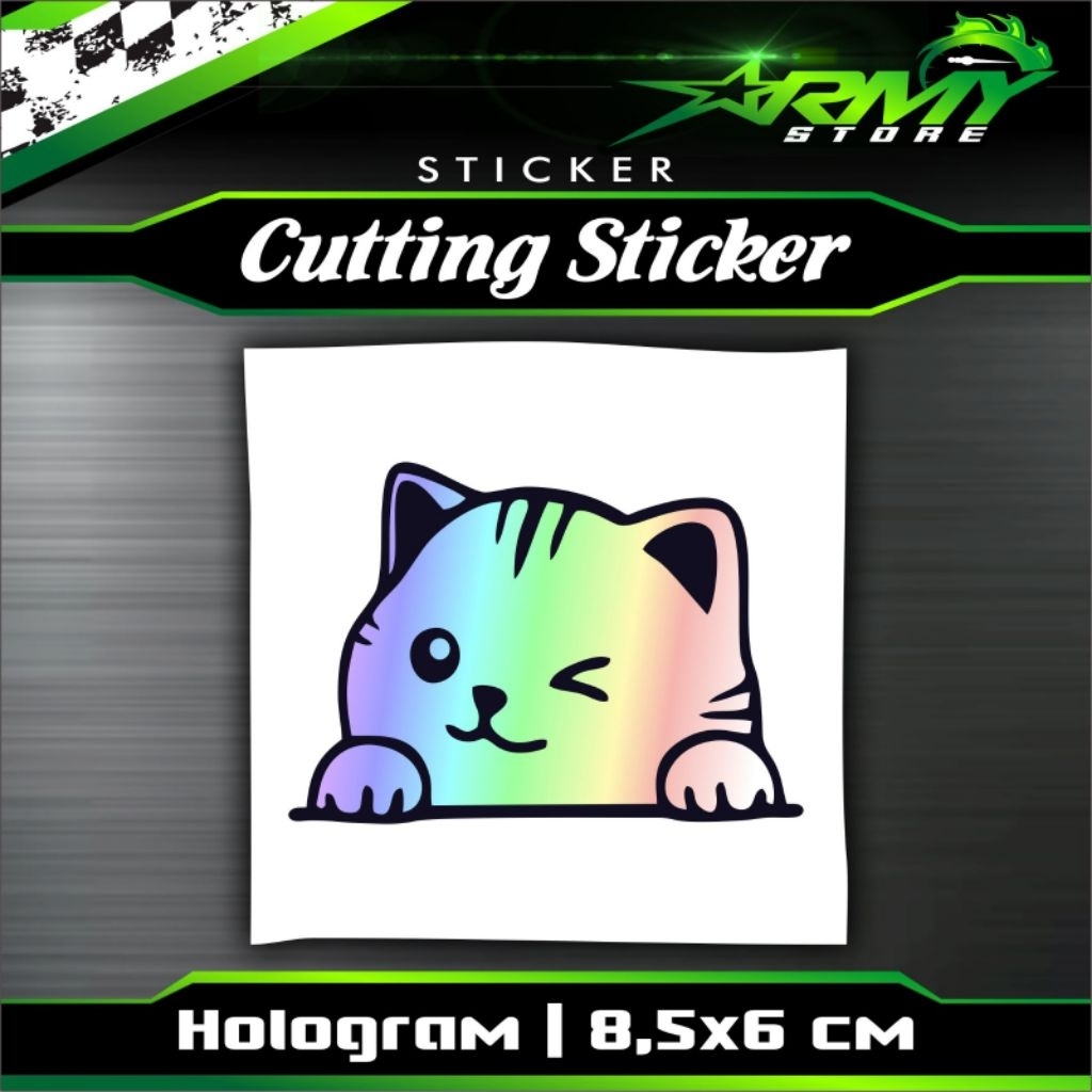 

Stiker kucing lucu Hologram