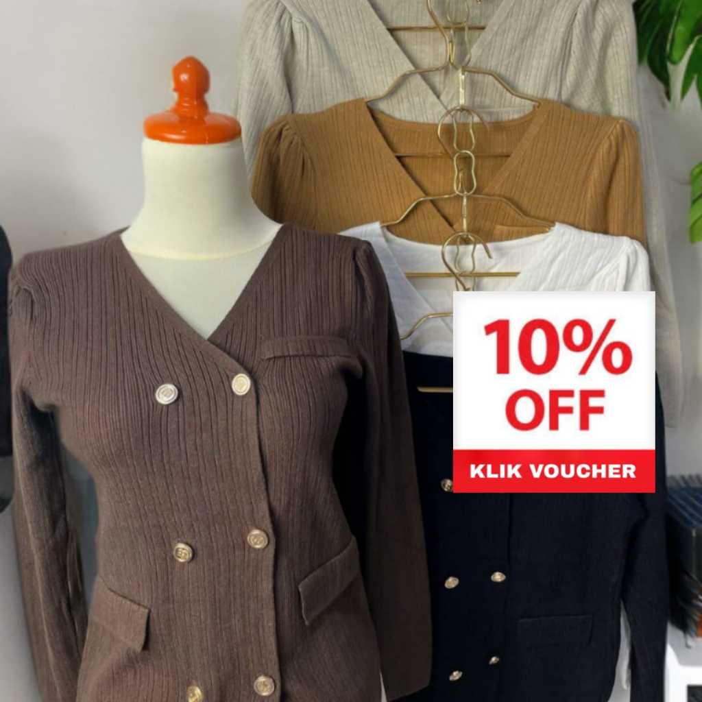 Cardigan Rajut Wanita Korean Style Double Button Fancy and Elegant MY8182 SBYL