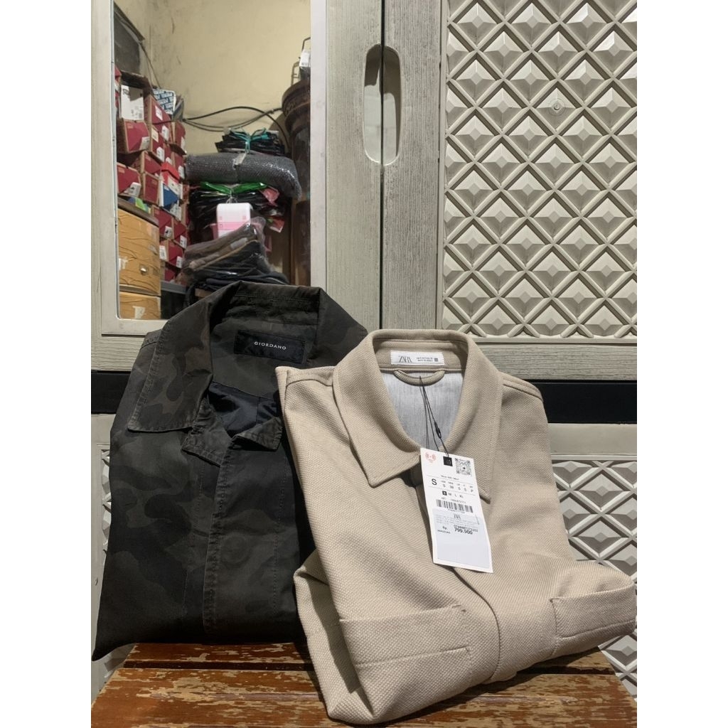 ORIGINAL OVERSHIRT WOOL ZARA JACKET GIORDANO TEXTURED CAMO STRETCH