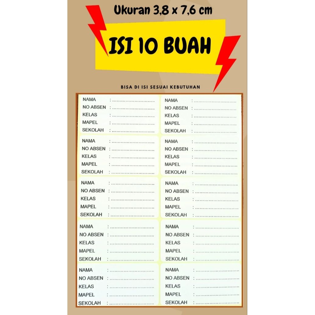 

Label nama sampul buku (stiker nama sampul buku)