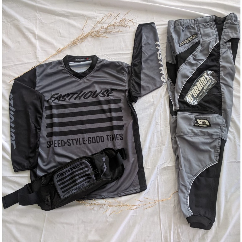 PAKET STELAN BAJU JERSEY SET CELANA DAN WAITSBAG TRAIL TRABAS GRASSTRACK