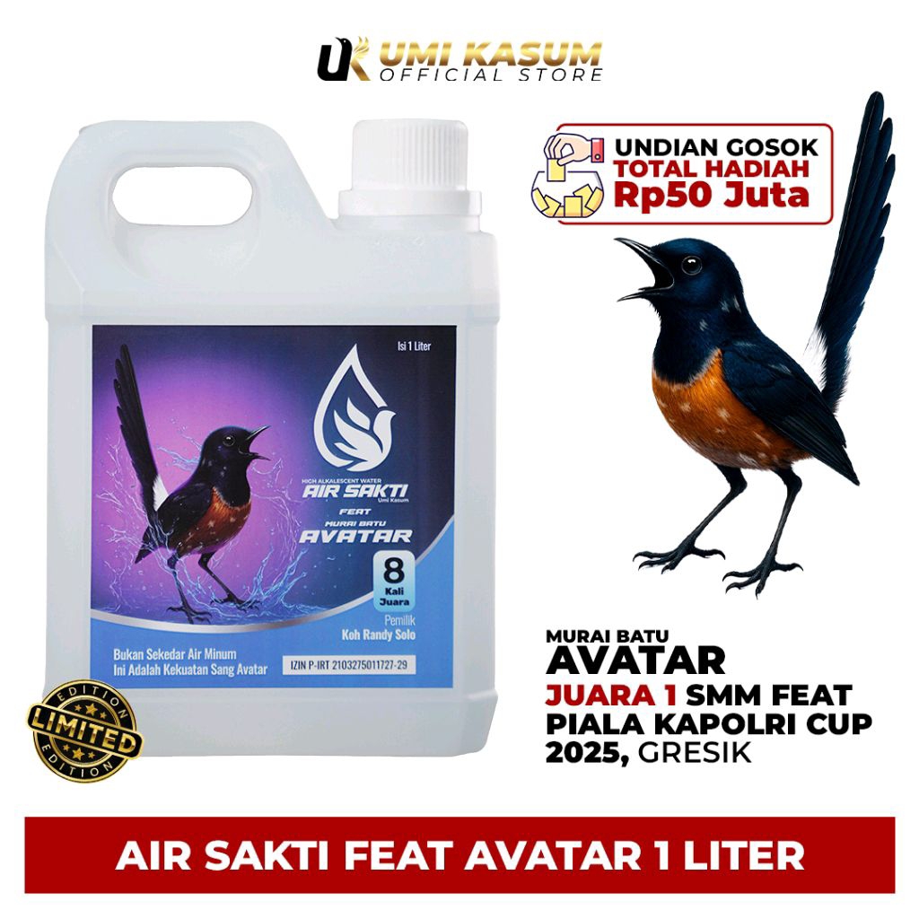 

Air Sakti Feat Avatar By Umi Kasum 1 Liter | Air Minum Anti Oksidan Premium Untuk Kesehatan satu perbotol