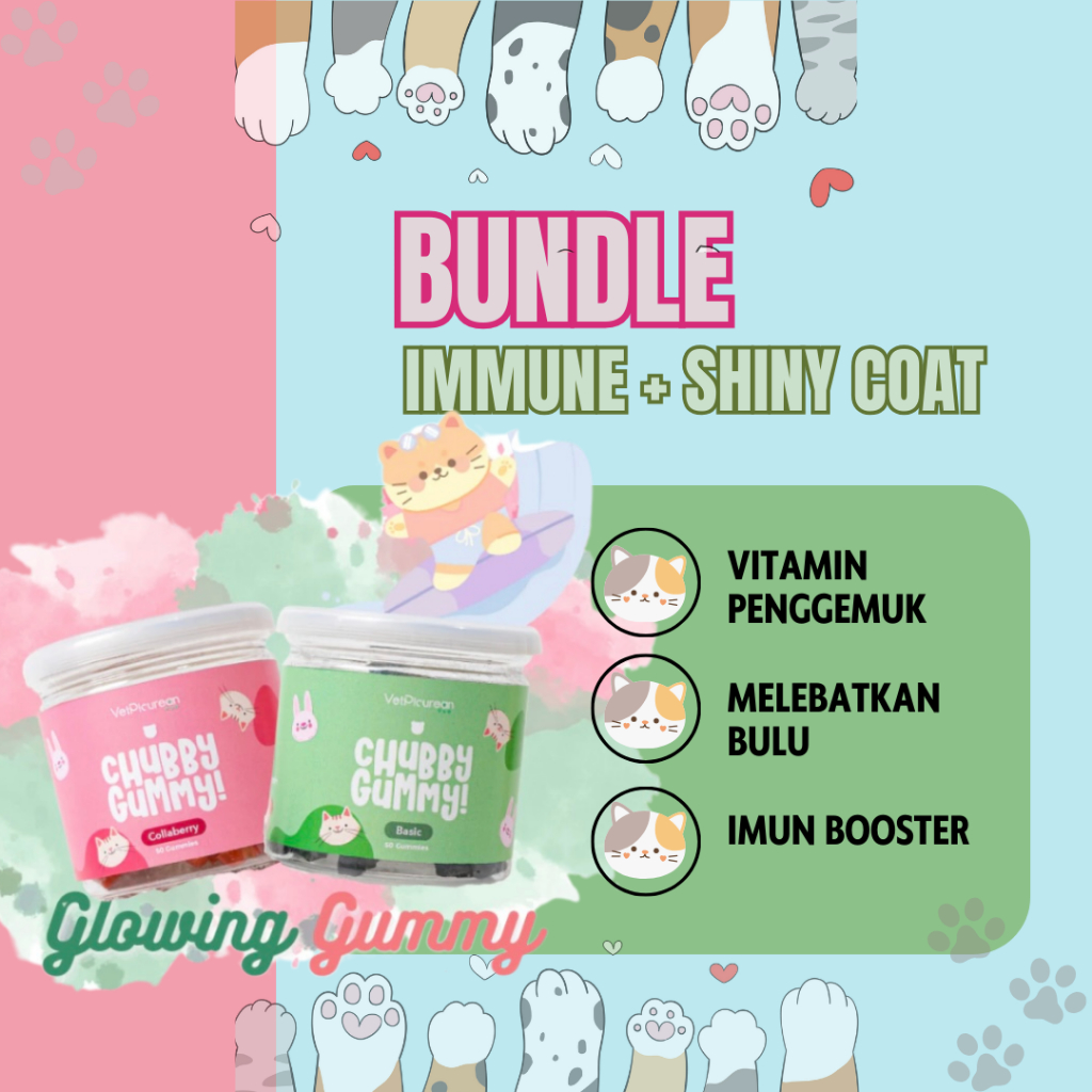 Bundle Glowing Gummy Kit Vitamin Kucing Anjing Chubby Gummy Collaberry & Chubby Gummy Basic Kesehata