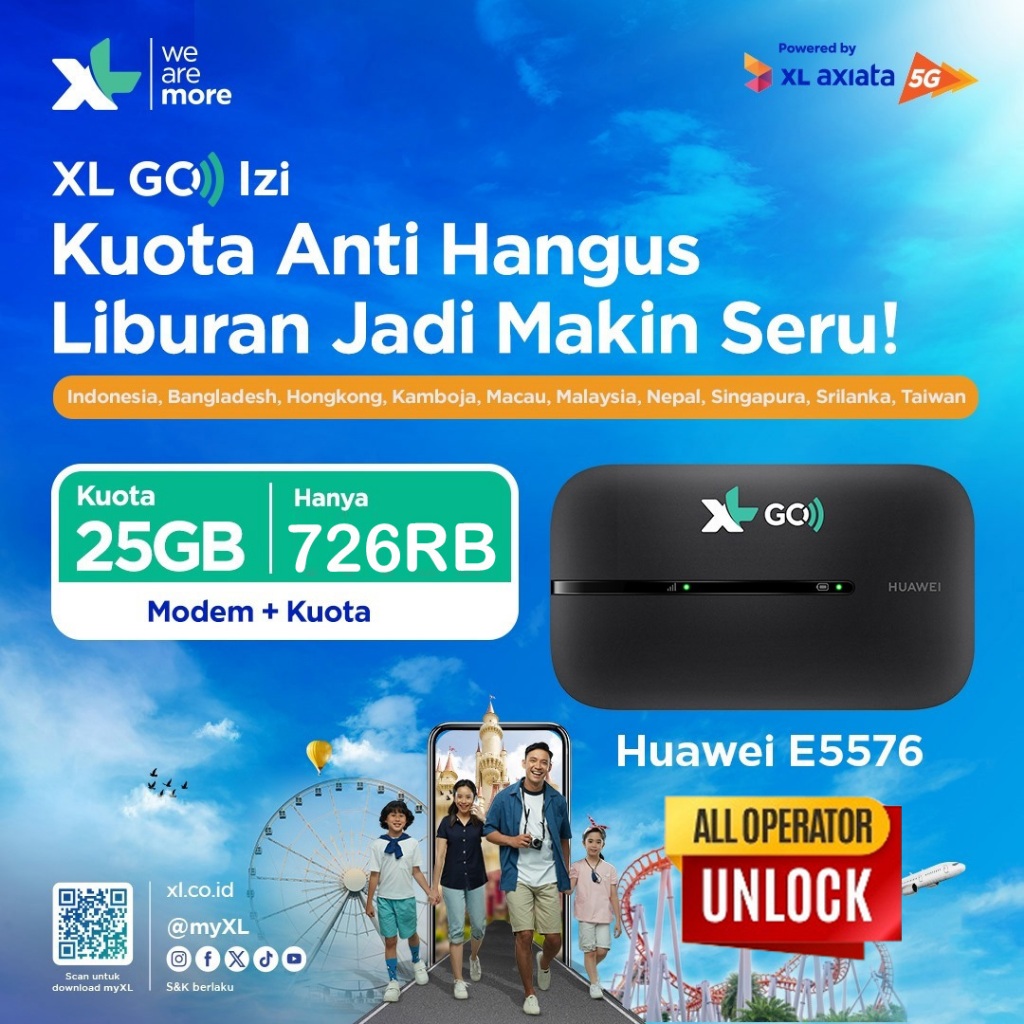 MiFi 4G LTE E5576 XL GO IZI 25GB