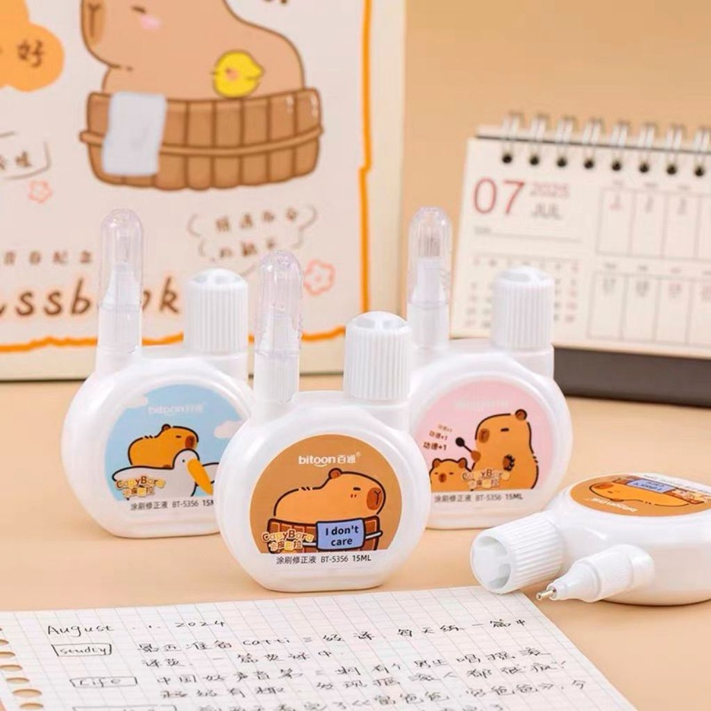 

(PF014) 1PCS 15ml Capybara Liquid Tip X 2in1 / Correction tape / Tip Ex Cair / Tipex Penghapus pen / Brush Tip ex / Tip X 2 sisi