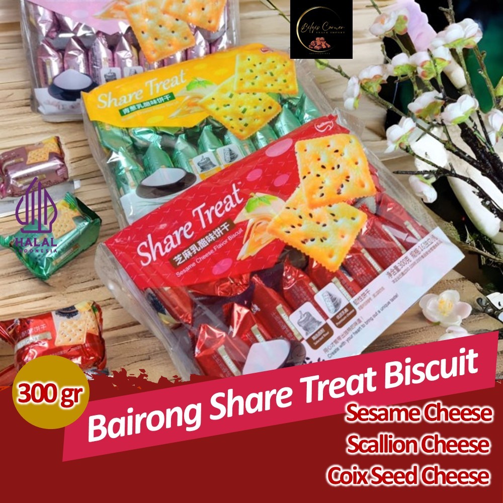 

Bairong Share Treat Biscuit Coix Seed Sesame Cheese Scallion Cheese Flavor 300 Gram