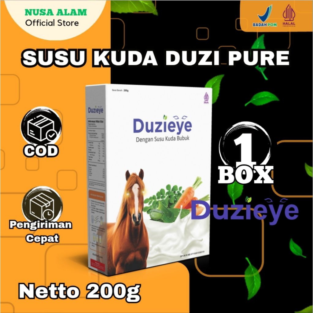 

Duzi Eye - Susu Kuda Lombok Nutrisi Mata Bubuk 200 Gram 1 Box