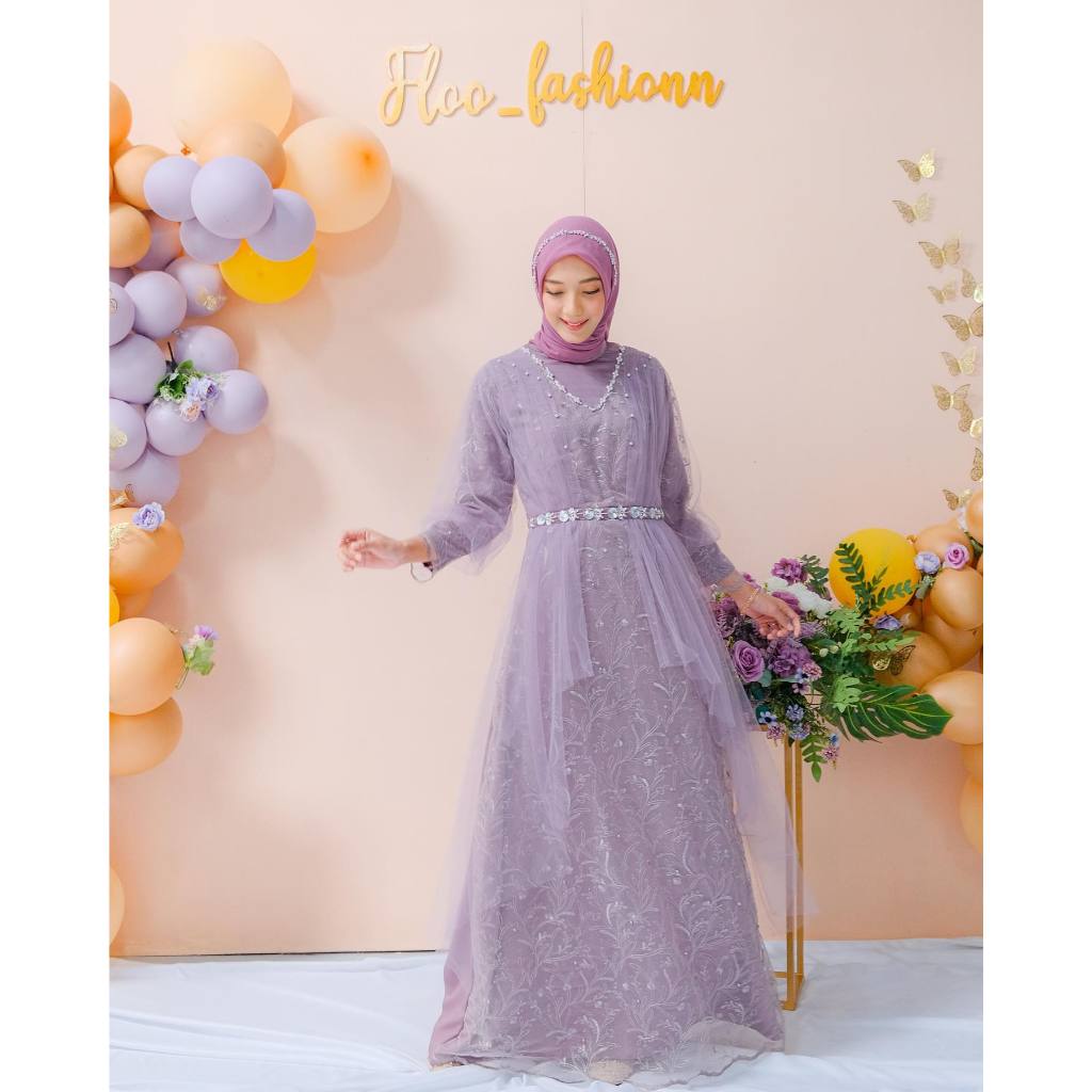 Dress Rinda LD 120 Jumbo Satin Velvet Mix Brukat Tille Special Latte Lilac