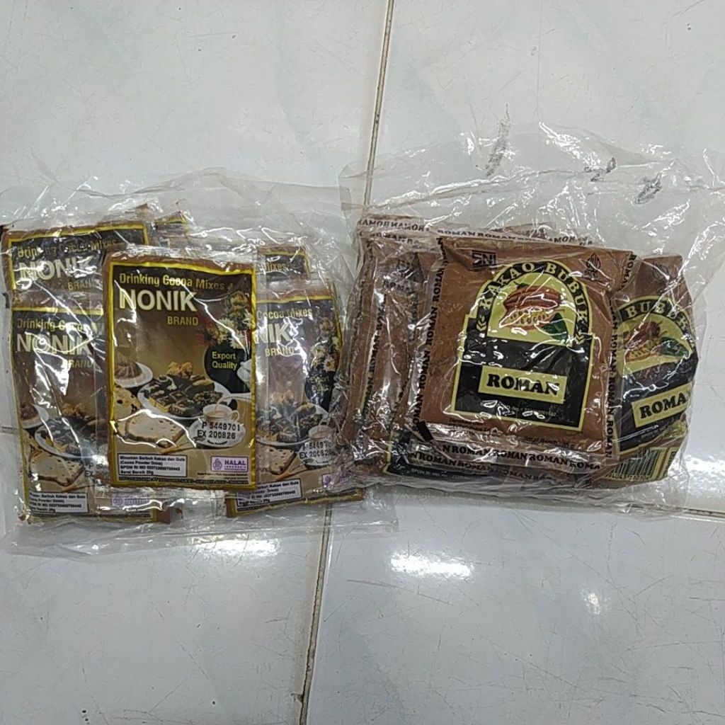 

Ecer Coklat Bubuk sachet Nonik 20gr/ Coklat Bubuk Sachet Roman 35gr
