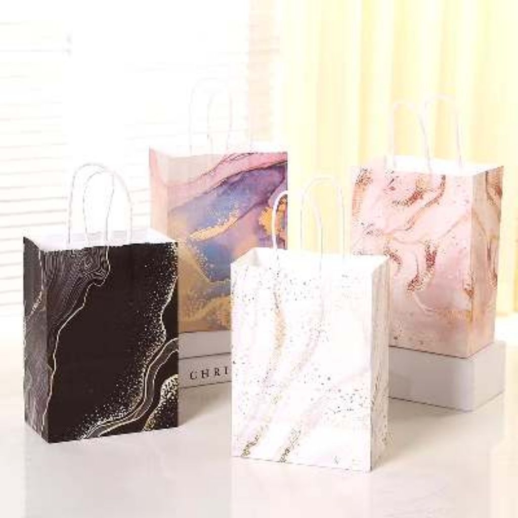 

Satuan- Paperbag gift kado ultah anniversary motif marble/Gift bag tas kado marble abstrak/Tas kado packaging gradient warna