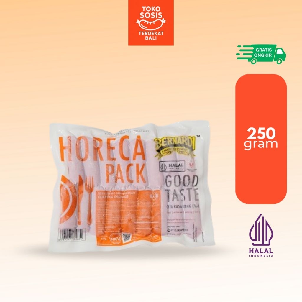 

Bernardi Horeca Pack Sosis Merah Cocktail Kombinasi Ayam Sapi 250 gram | Red Cocktail Sausages