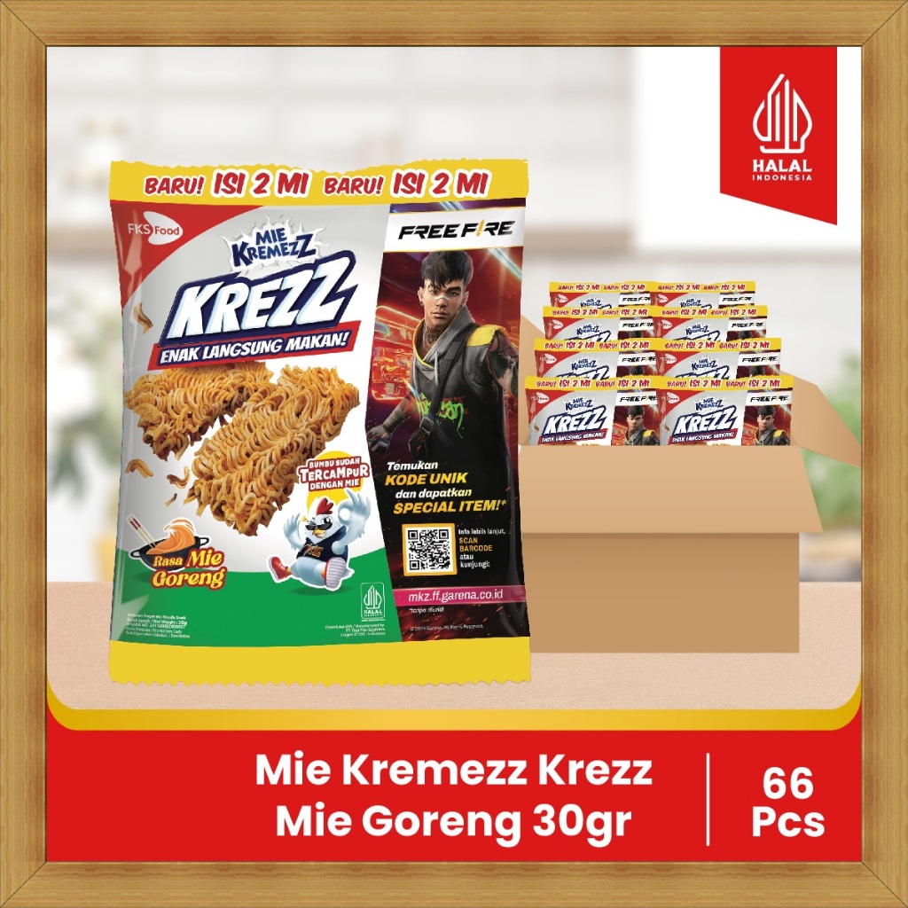 

Mie Kremezz Krezz - Sambal Balado - Goreng - 1 karton (6 renceng) - 11pcs - 30gr