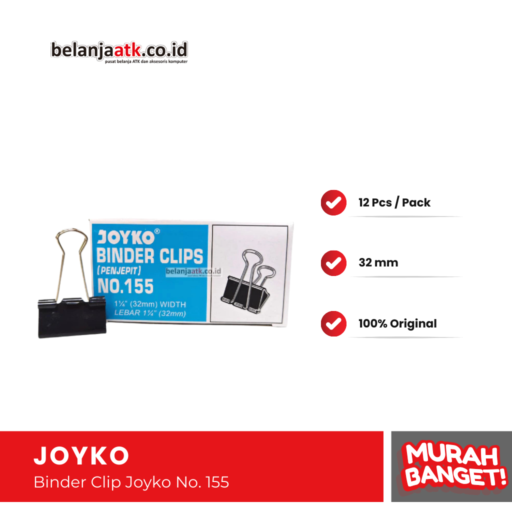 

Binder Clip Joyko No. 155 Ukuran 32 mm (1.25 inch)