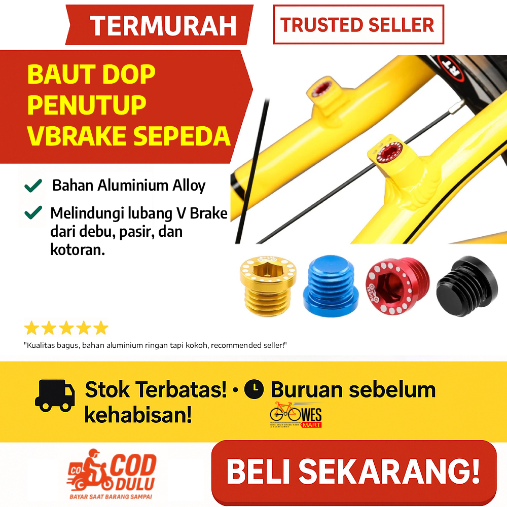 Baut Dop Pivot Penutup Lubang V Brake Sepeda M10*1.25 Aluminium Anti Debu Karat CNC Anodized