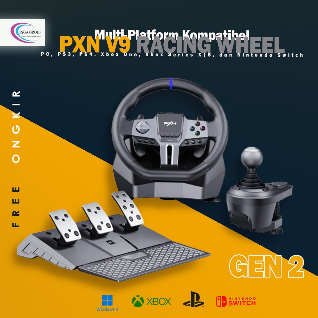 PXN V9 Racing Simulator Steering Wheel Stir Mobil Gaming PC Laptop PS4 Xbox Nintendo Switch PS3 PS5