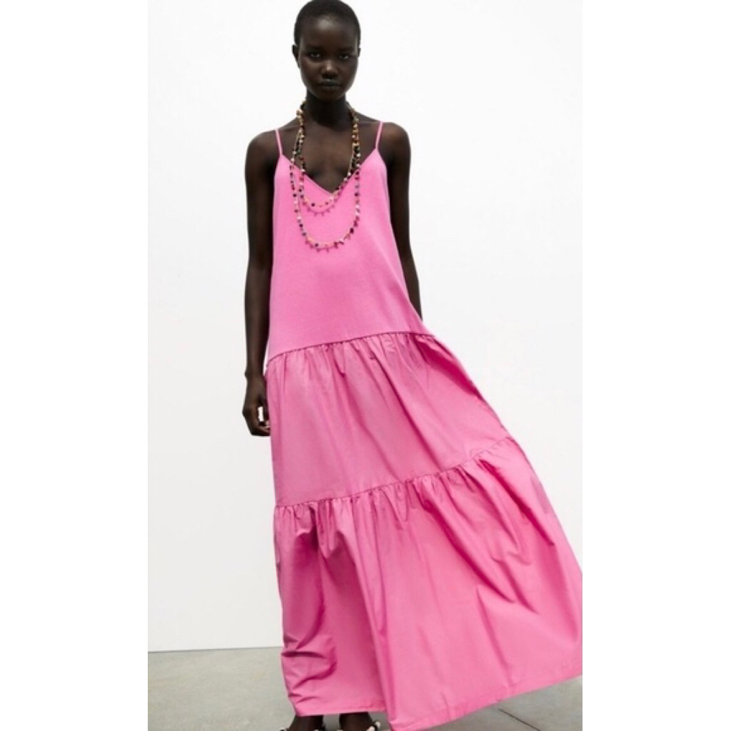 Zara Poplin Tiered Dress