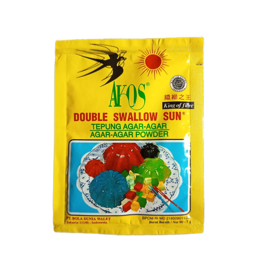 

Agar-Agar Akos Double Swallow Sun Plain/Putih (7 gr)