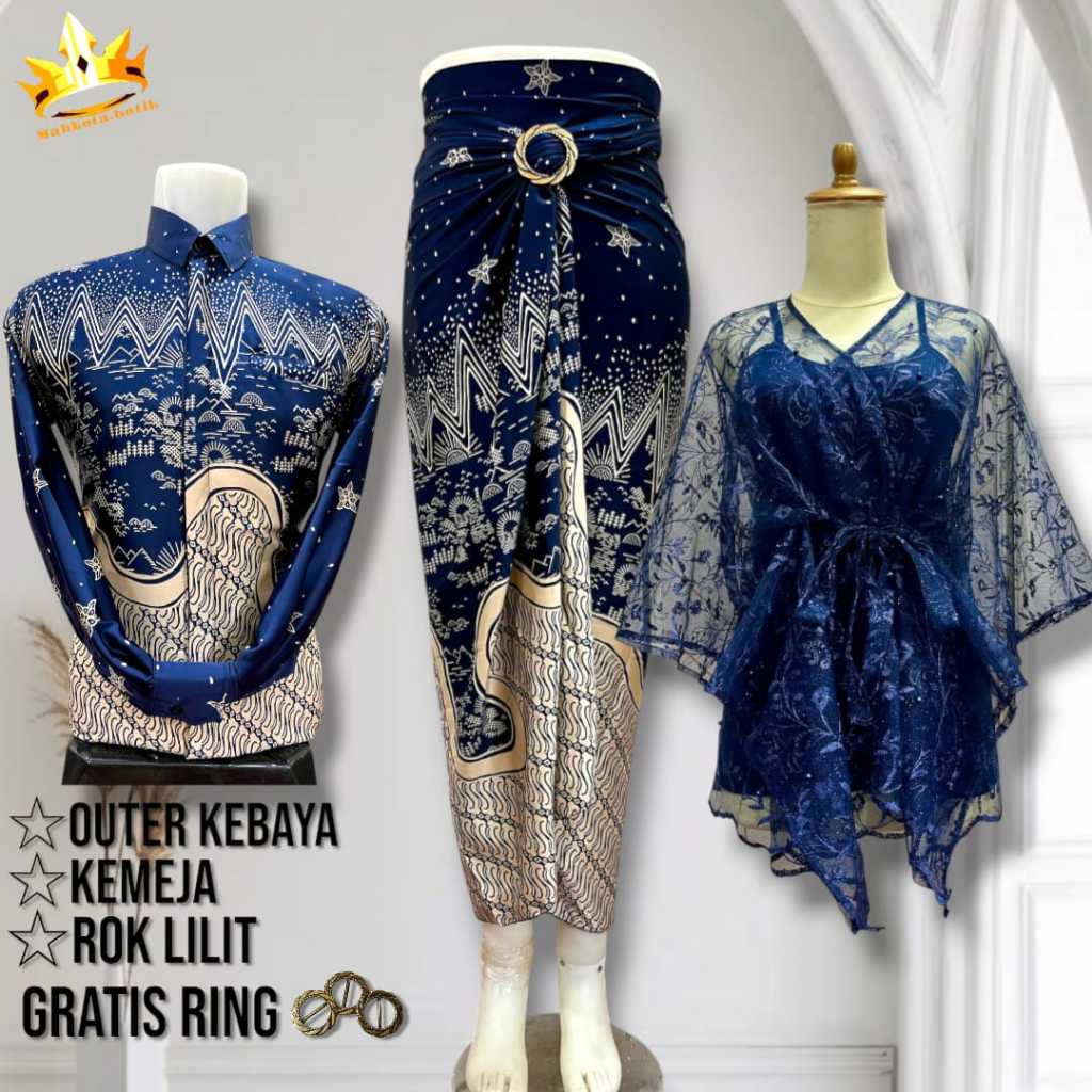TERMURAH Couple Batik Set Semi Sutra Foil Mewah Nyaman cocok untuk wisuda pesta