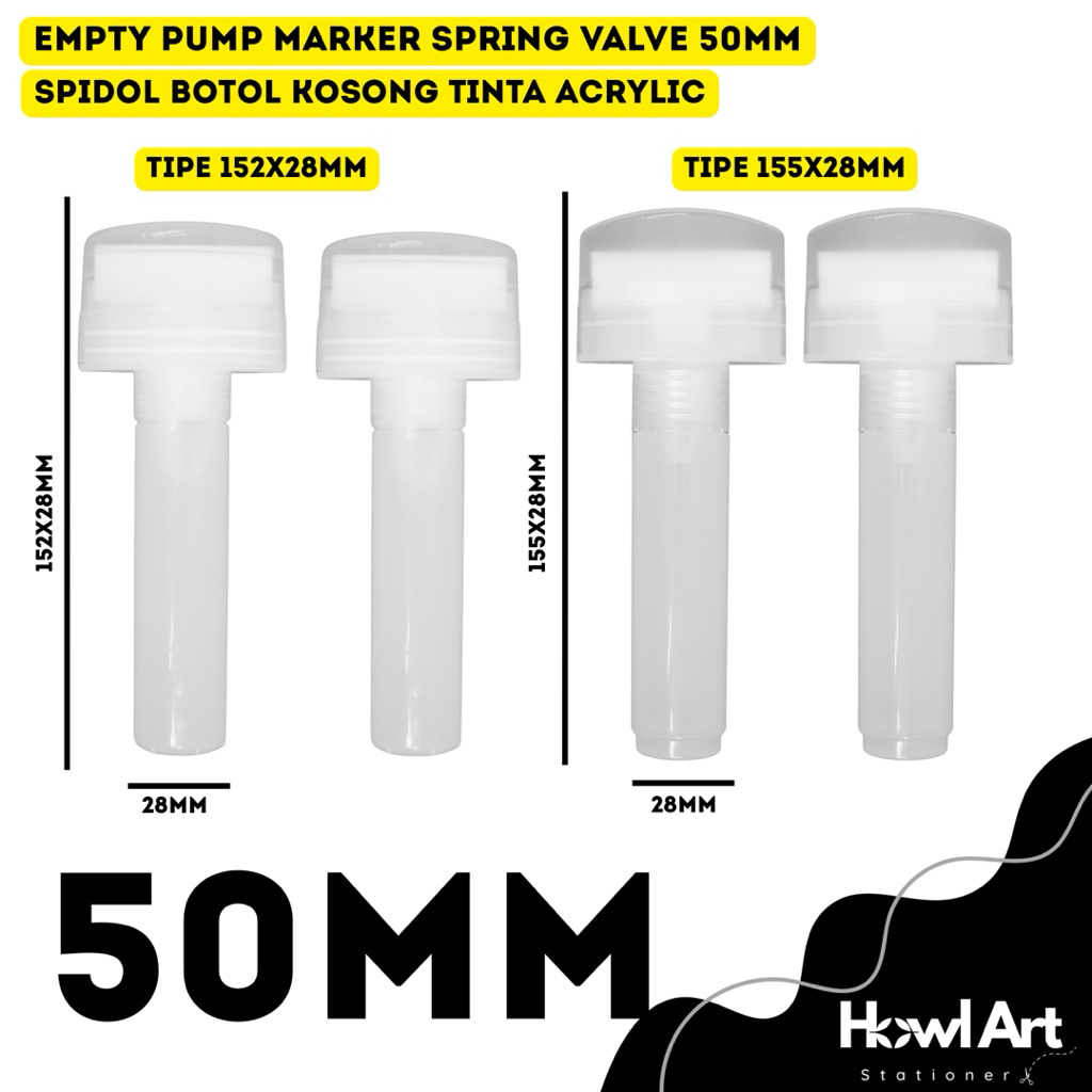 

Botol Spidol Kosong 50mm Empty Pump Marker Spring Valve Acrylic Refillable