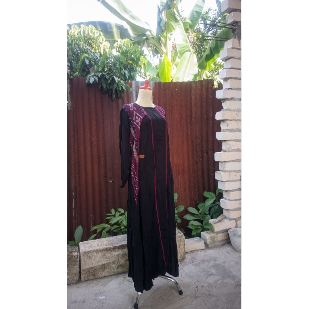 Gamis twill kombinasi Songket