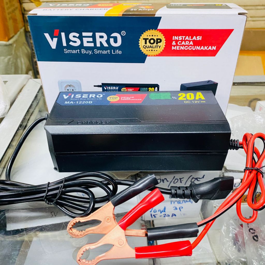 cas aki charger accu 20A 12v visero fast charging otomatis 20aanalog