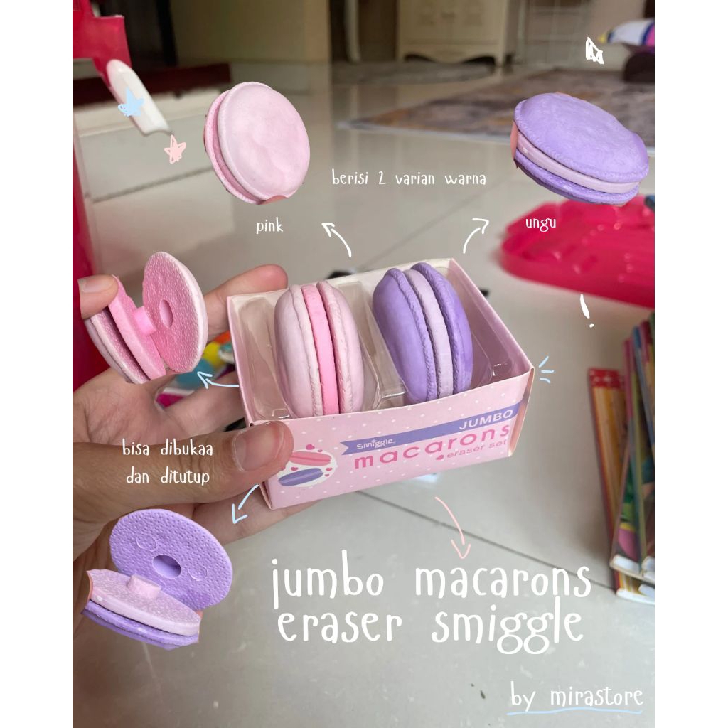 

penghapus jumbo macarons smiggle asli | peng hapus bentuk makanan | penghapus smiggle