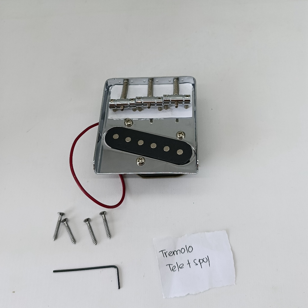 tremolo tele + spul warna chroom gitar bass elektrik telecaster spull bridge 3 saddle pickup