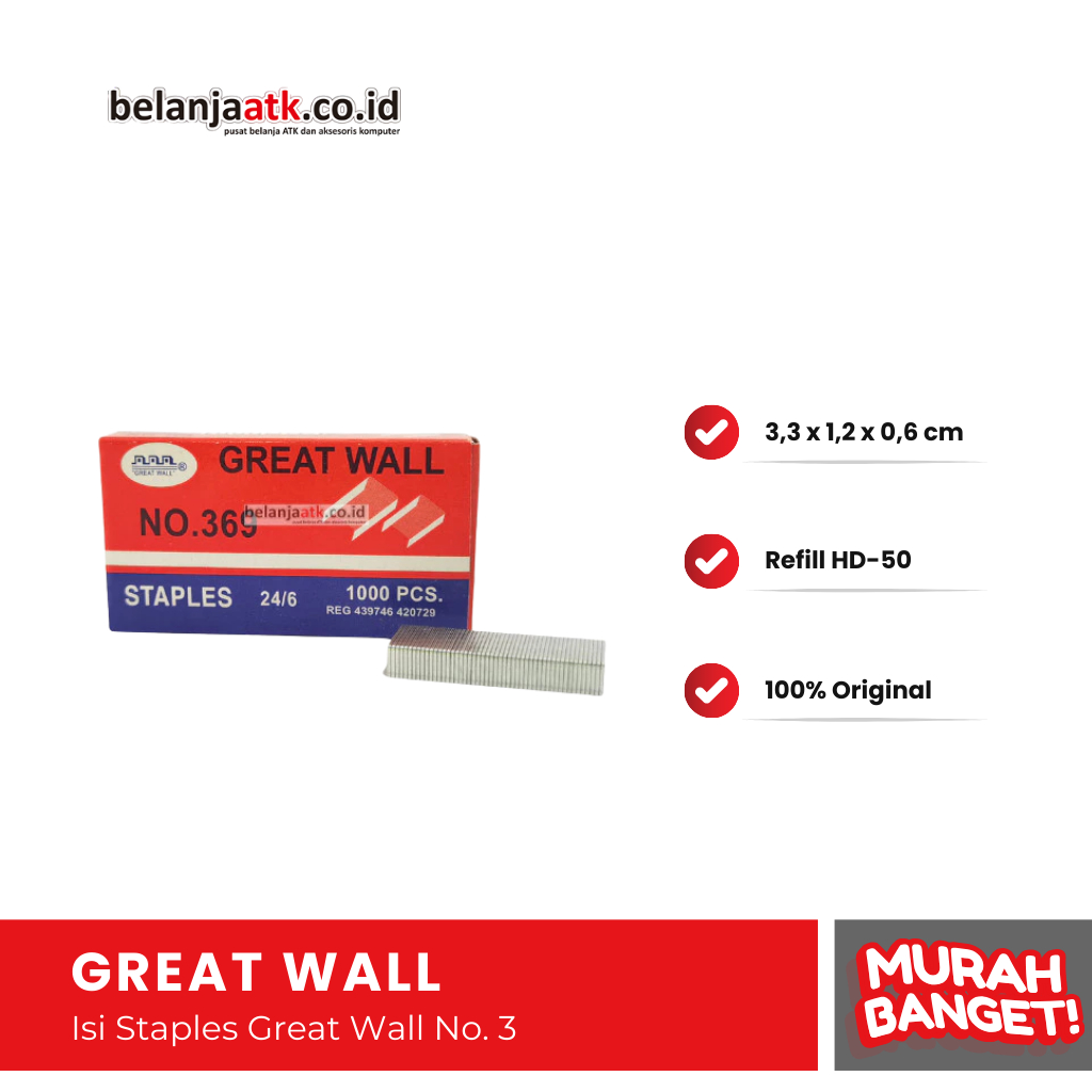 

Isi Staples Besar Great Wall No. 3 / Isi Ulang