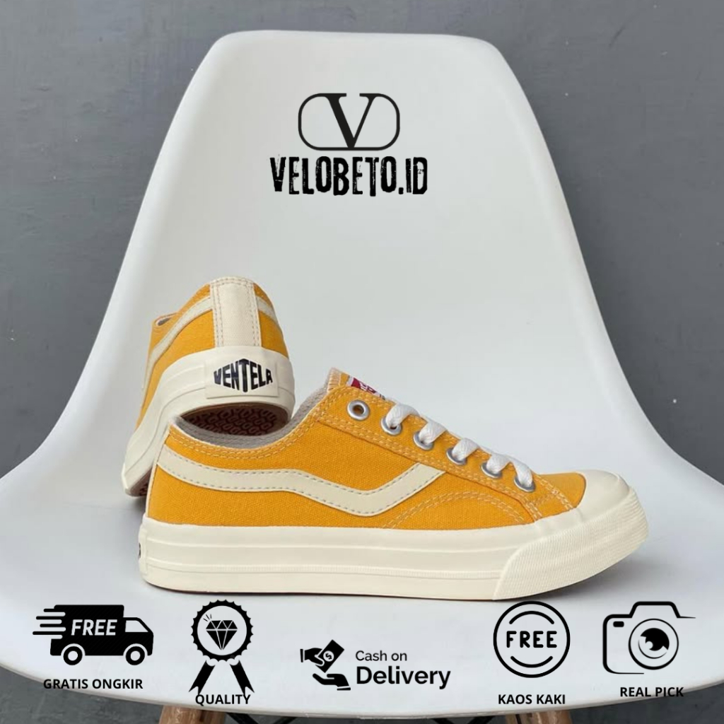 Bonus Kaos Kaki Ventela / Sepatu Ventela Public Low Yellow / Sepatu Keren Pria Wanita