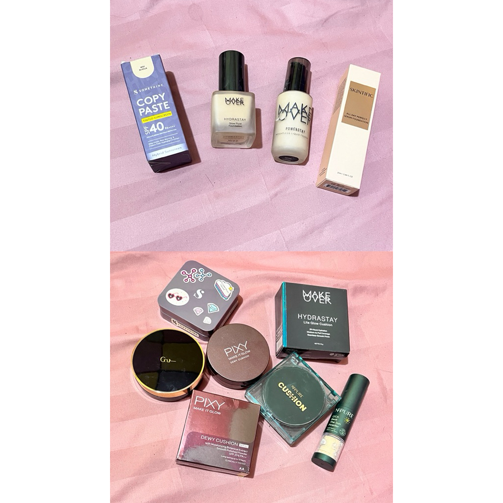 Preloved foundation makeover hydrastay w22 , makeover powerstay w12 , skintific 01 , cushion makeove