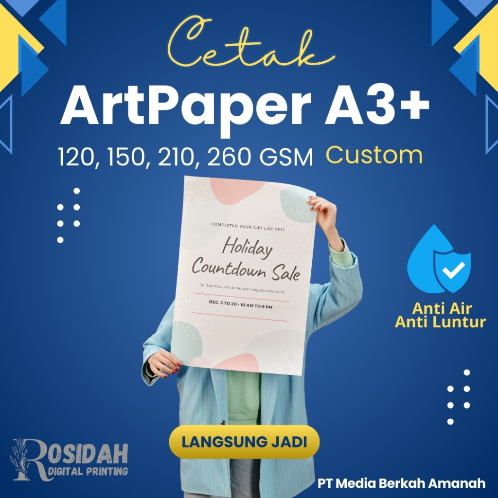 

CETAK A3+ FULL COLOR / CUSTOM PRINT A3+ / CETAK A3+ 1 SISI DAN 2 SISI ARTPAPER