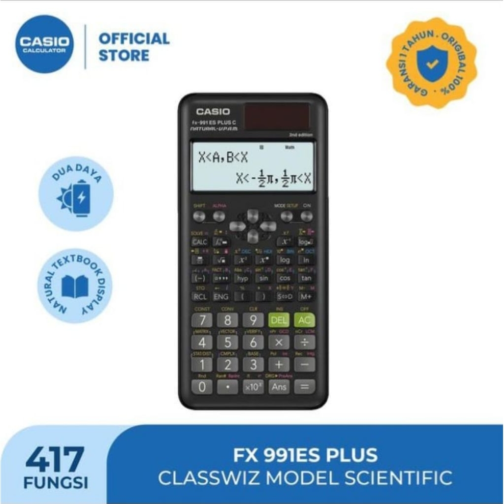 

Casio Scientific Calculator FX-991ES Plus Kalkulator Buku [Kalkulator] [Plastik] [Buku] [Matematika] [Fisika] [Kimia].... Black.]