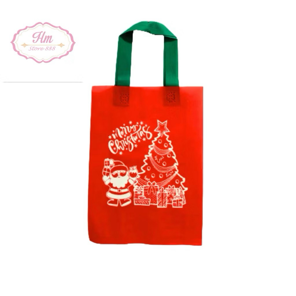 

HM - Goodie Bag Handle Merry Christmas uk 30x40x8 Tas Spunbond Lebaran Natal