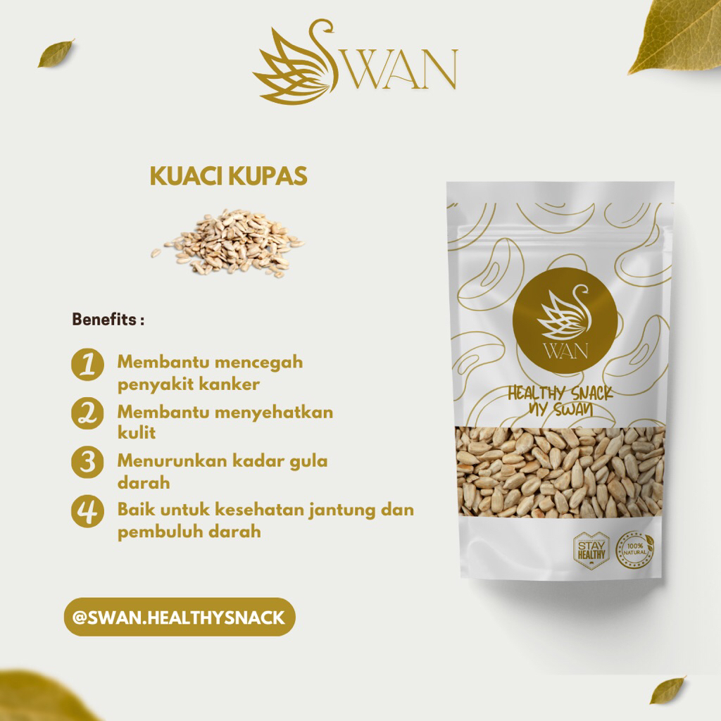 

SWAN - SunFlower Seed Roasted Bunga matahari / Kuaci Kwaci Kupas Panggang / Snack sehat