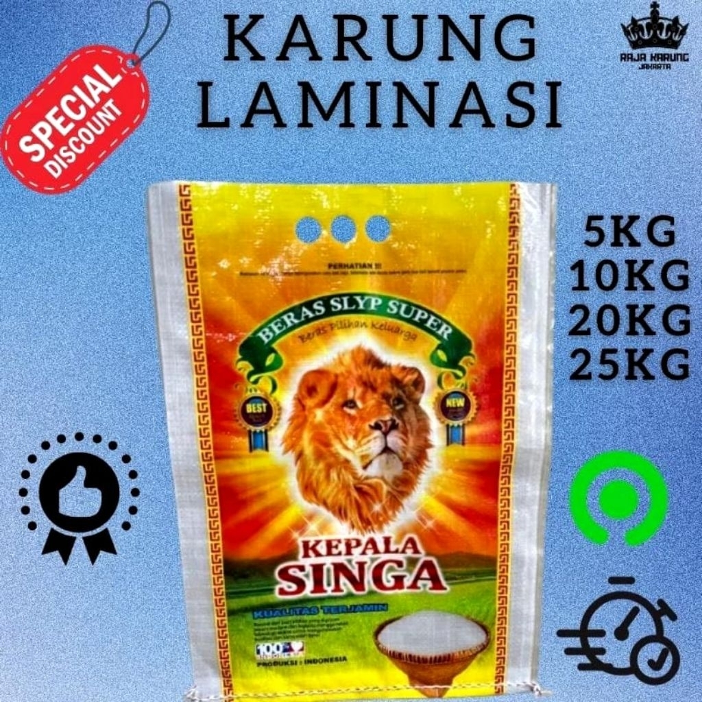 

KARUNG BERAS LAMINASI 10KG merk KEPALA SINGA