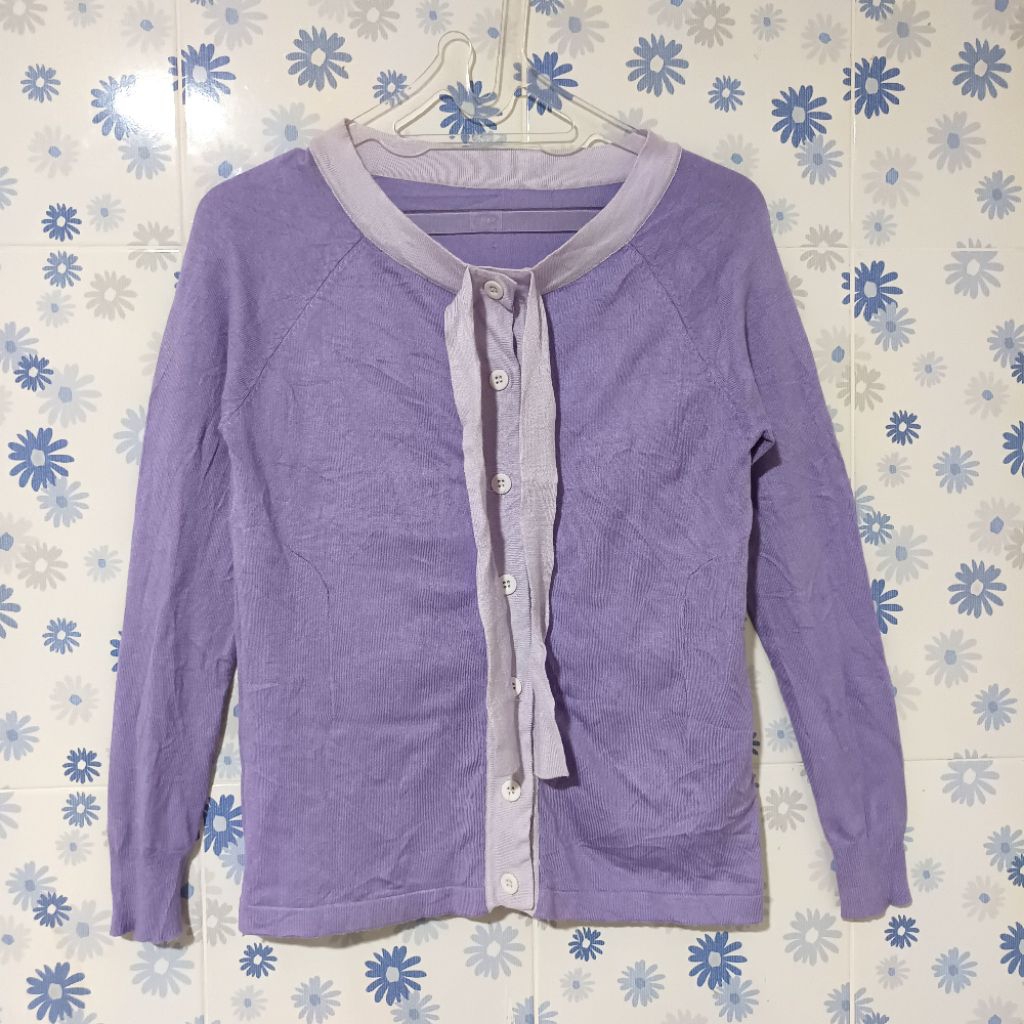 Cardigan Kutub Pita Lilac Round O-neck Oneck Not Uniqlo GU ZARA